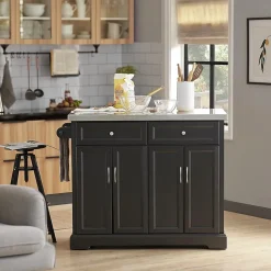 Desserte sur Roulettes,Îlot de Cuisine avec Plan Rabattable,Noir,FKW71-SCH,SoBuy