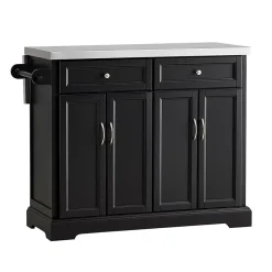 Desserte sur Roulettes,Îlot de Cuisine avec Plan Rabattable,Noir,FKW71-SCH,SoBuy