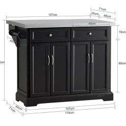 Desserte sur Roulettes,Îlot de Cuisine avec Plan Rabattable,Noir,FKW71-SCH,SoBuy