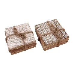 Dessous de verre carré effet bois, 10 cm vendu par 4 pièces