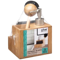 Distributeur à savon avec brosse éponge Bambou - 5Five