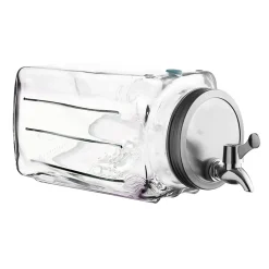 Distributeur de boisson en verre avec robinet en acier inoxydable,récipient à jus limonade glacée 3L - L 32.5 x P 13.5 x H 32.5cm