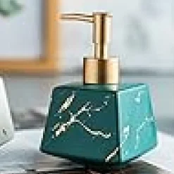 Distributeur de savon 260 ml, en céramique, flacon de lotion rechargeable, flacon pompe (vert)