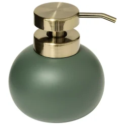 Distributeur de savon à pompe coloris vert ficus et acier doré, 5Five Duo