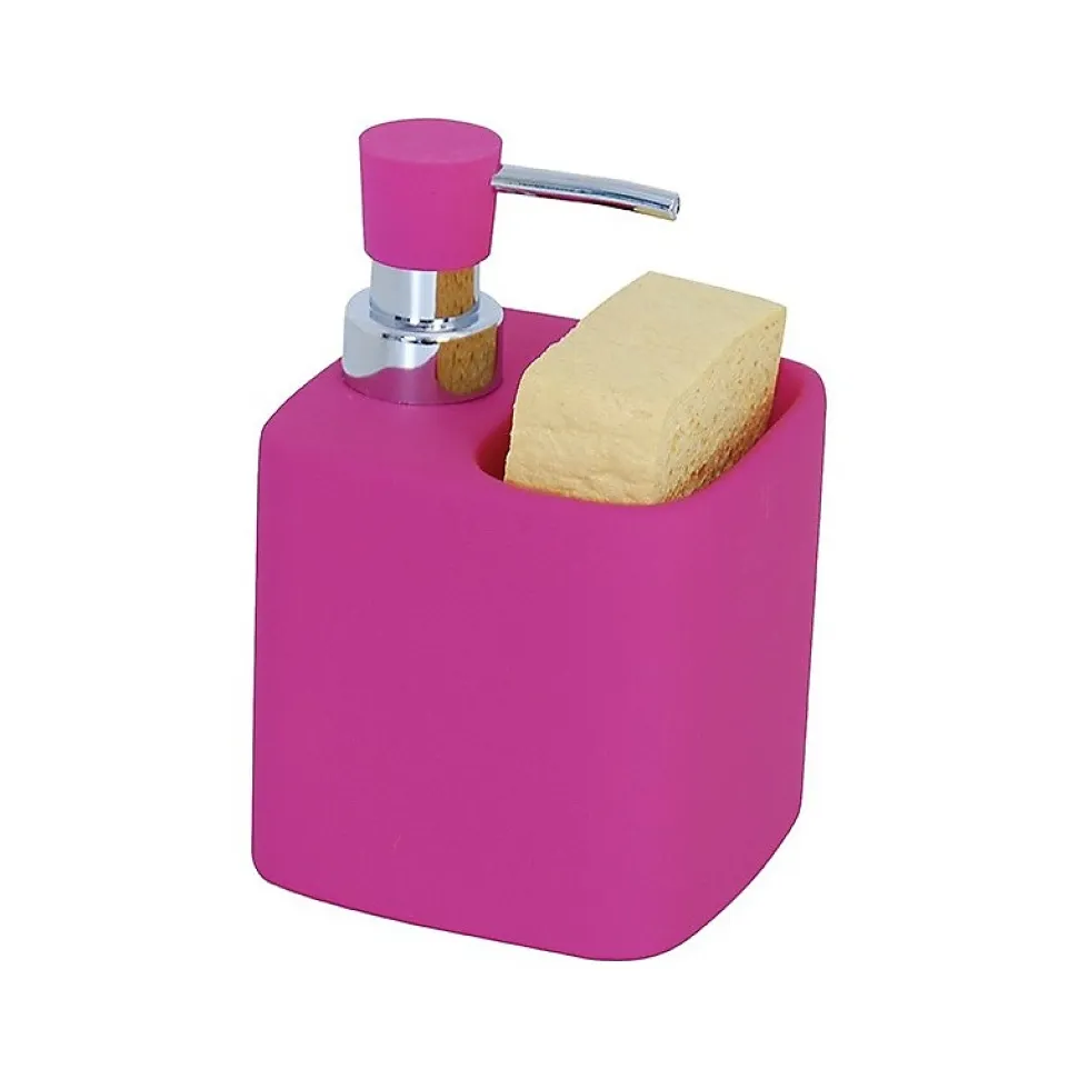 Distributeur de savon Porte Eponge Céramique MALAGA Rose MSV