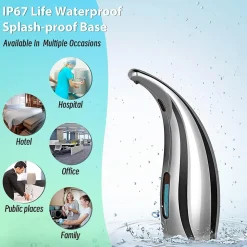 Distributeur de Savon Automatique, 300ML Distributeur de Savon Electrique avec Capteur, IPX6 Distributeur de Savon Etanche pour