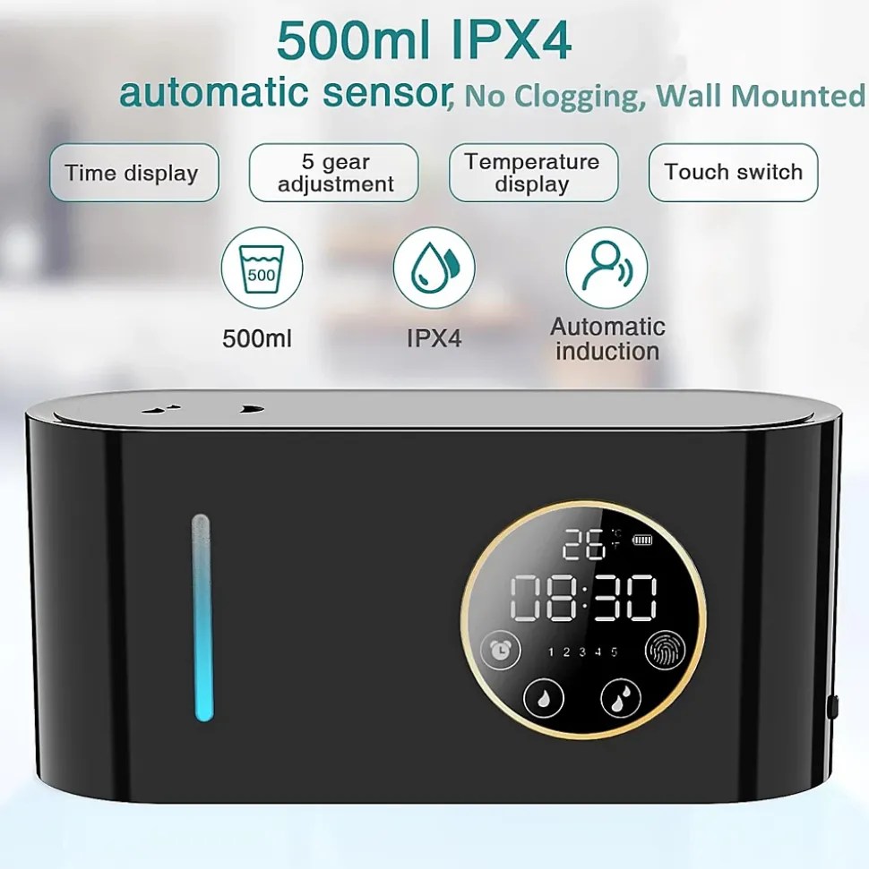 Distributeur de savon automatique mural, chargement USB, avec capteur infrarouge, 500 ml