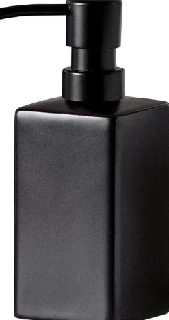 Distributeur de savon carré en céramique de 414 ml noir mat