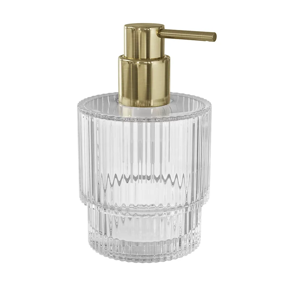 Distributeur de savon doré et verre transparent Ø8 x H.14 cm, GoodHome Cavalla