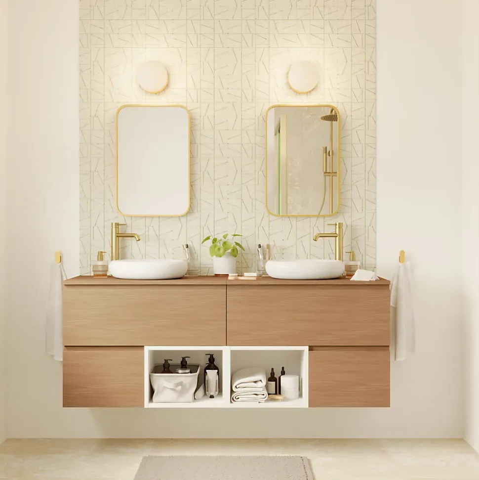 Distributeur de savon doré et verre transparent Ø8 x H.14 cm, GoodHome Cavalla