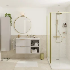 Distributeur de savon doré et verre transparent Ø8 x H.14 cm, GoodHome Cavalla