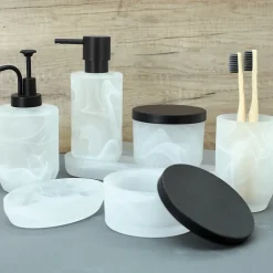 Distributeur de savon en verre de quartz, blanc, Spirella Madison