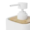 Distributeur de savon en céramique et bambou, blanc, GoodHome Cervia