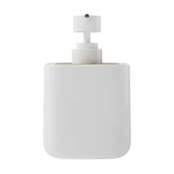 Distributeur de savon en céramique et bambou, blanc, GoodHome Cervia