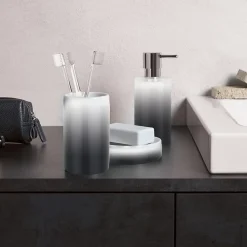 Distributeur de savon en céramique, blanc et noir, Spirella Tube Gradient