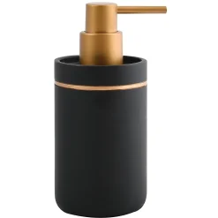 Distributeur de savon en polyrésine, 290 ml, noir et doré, MSV Bly
