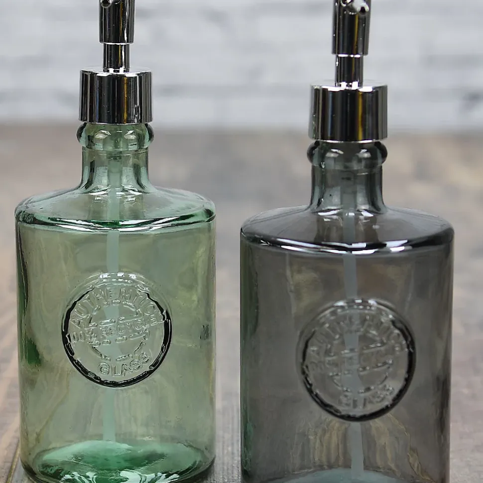 Distributeur de savon en verre recyclé Naturel 23 cm AUTHENTIC