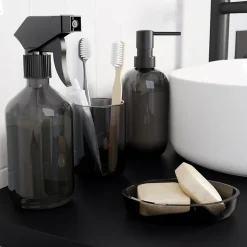 Distributeur de savon en verre gris fumé 350 ml, GoodHome Levanna