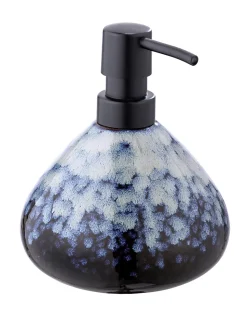 Distributeur de savon en céramique, bleu, Wenko Rosali