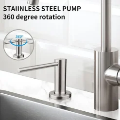 Distributeur de savon encastrable pour cuisine et salle de bain, flacon de 500 ml, remplissage par le haut, brossé