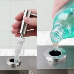 Distributeur de savon encastrable pour cuisine et salle de bain, flacon de 500 ml, remplissage par le haut, brossé