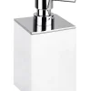 Distributeur de savon liquide carré à poser GAMMA en laiton chrome mat / 200 ml-Blanc-Blanc-7.5 ---7.5