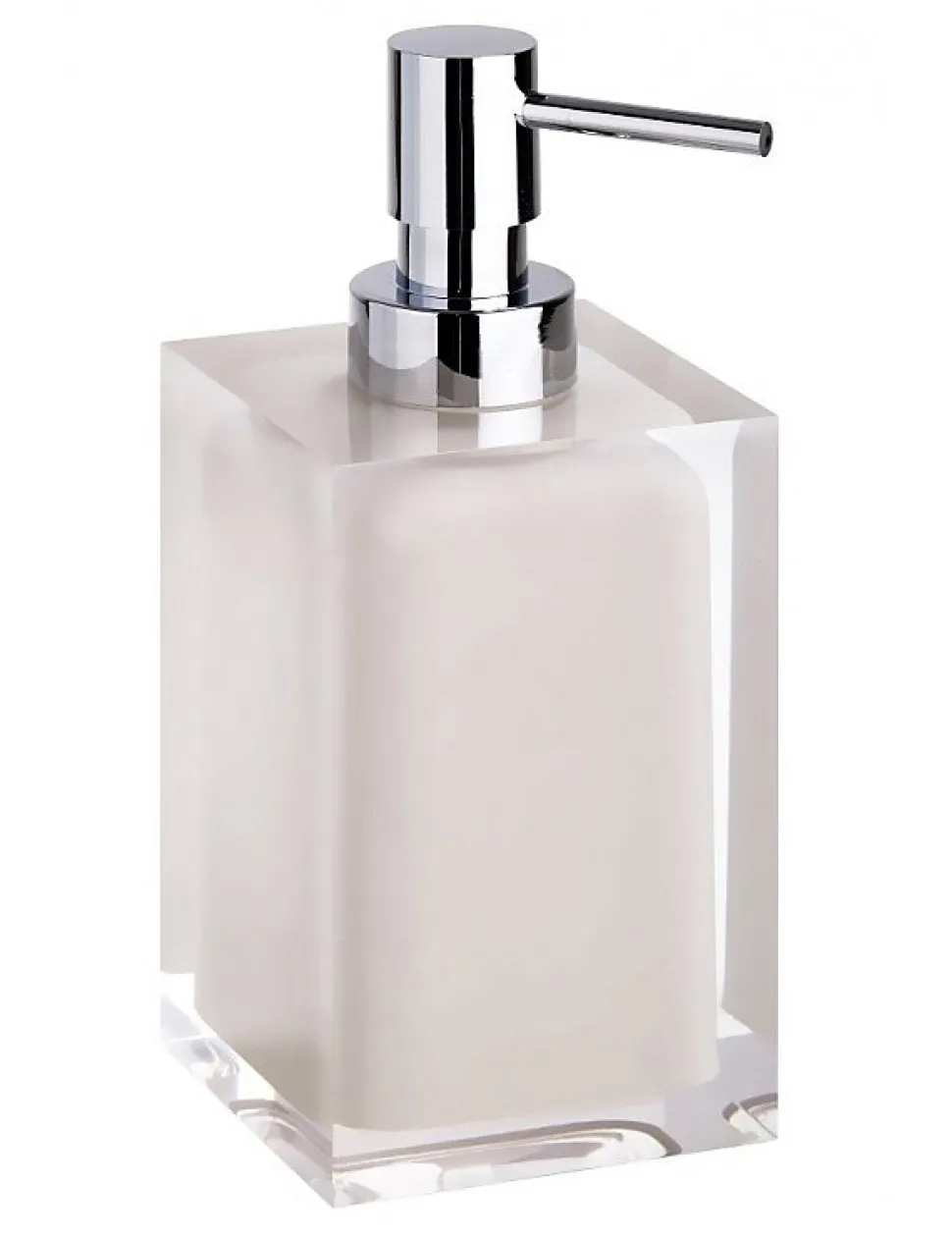 Distributeur de savon liquide carré à poser VISTA en résine 250ml-Beige-Beige-7 --8.2 --7
