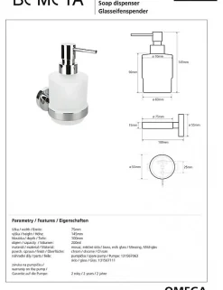Distributeur de savon liquide en verre OMEGA 200ml