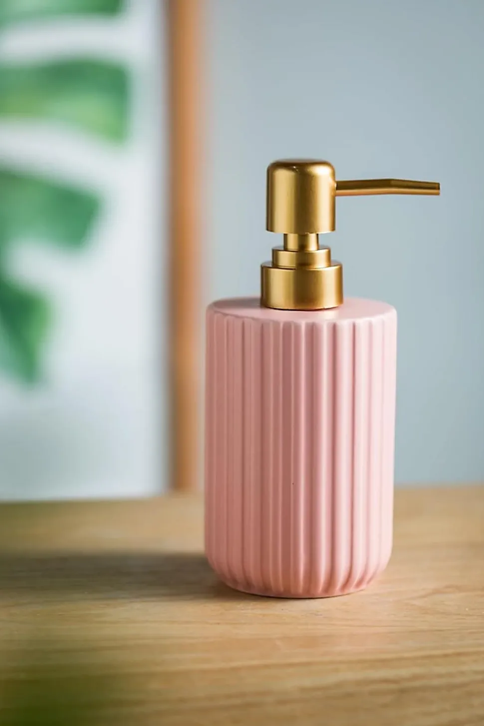 Distributeur de savon liquide mat de qualité supérieure, distributeur de savon vaisselle pour cuisine 300 ml (rose)