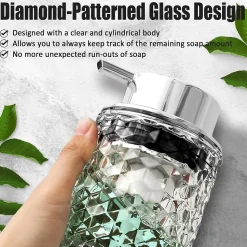 Distributeur de savon moussant pour les mains, distributeur de savon rechargeable en verre transparent (transparent et moussant)