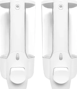 Distributeur de Savon Mural Manuel pour Maison, Bain, Cuisine, hôtel, Restaurant (Blanc-2 Pièce)