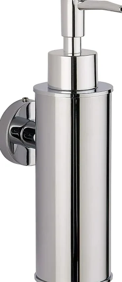 Distributeur de savon mural en acier inoxydable 304 pour salle de bain, cuisine, décoration d'intérieur (rond, chromé)