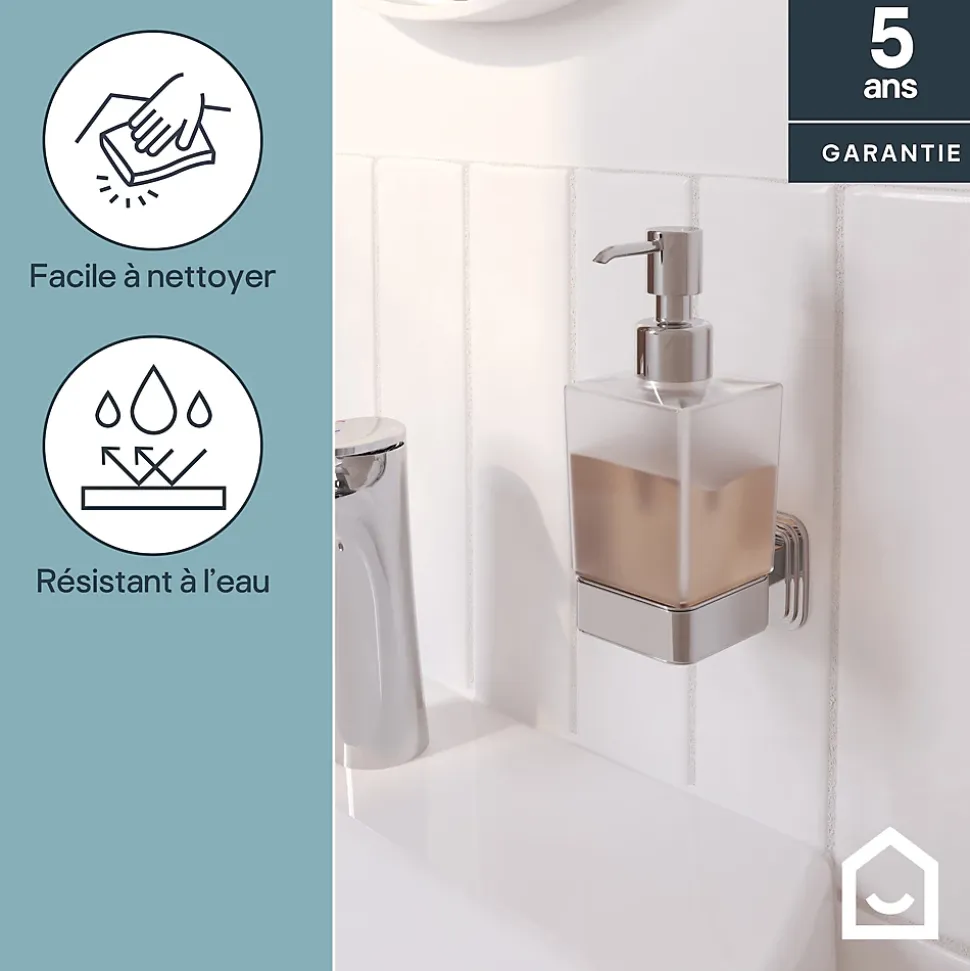 Distributeur de savon mural acier inoxydable chromé Teesta GoodHome