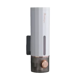 Distributeur de savon mural, distributeur de shampoing et de gel douche, sans perçage, 450 ml, blanc