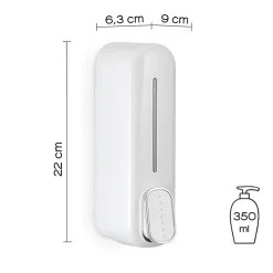 Distributeur De Savon Ou De Gel Désinfectant 350Ml Blanc En Résine Montage Mural Mullet