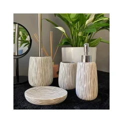 Distributeur de savon Polyrésine HOLLIS Gris Blanc Spirella