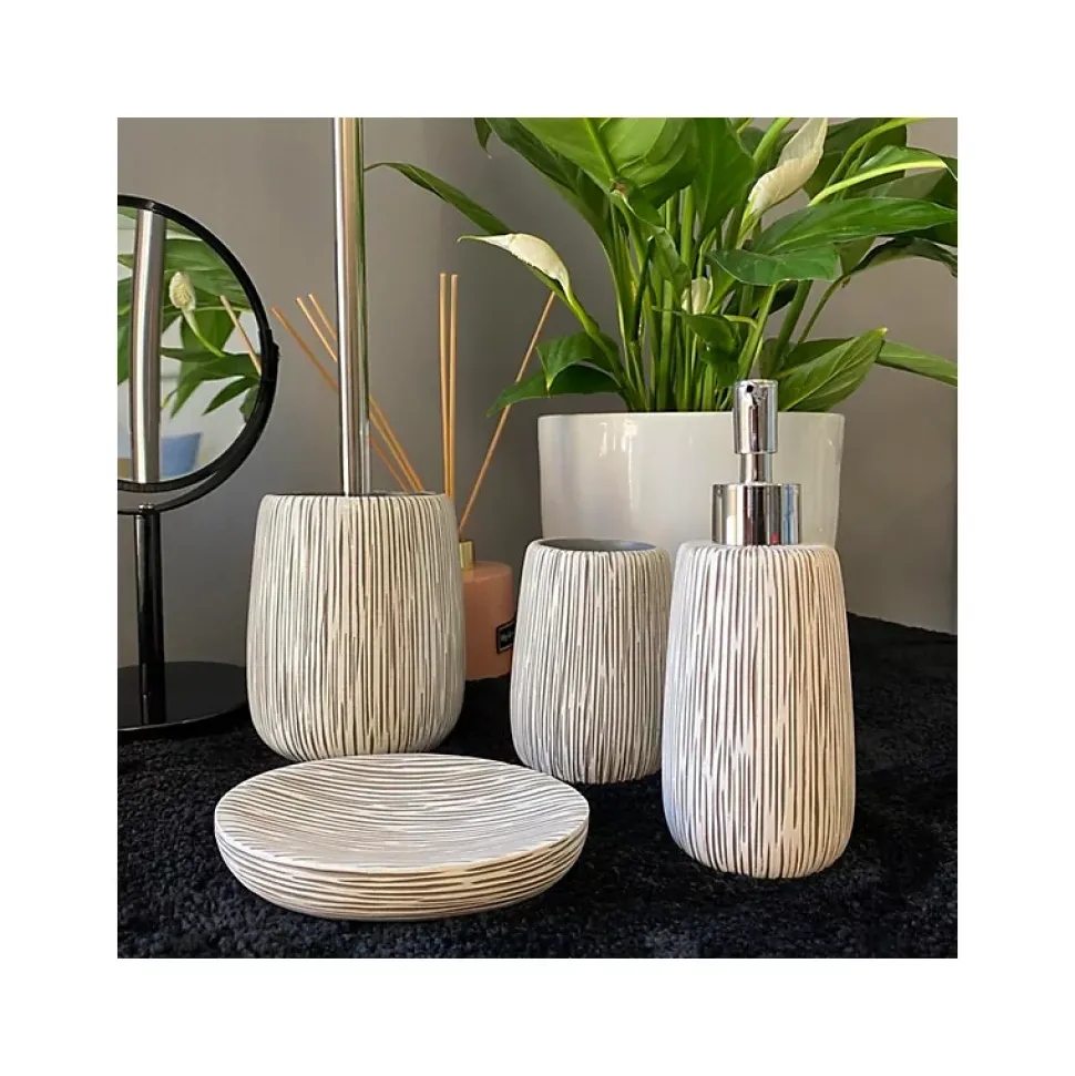 Distributeur de savon Polyrésine HOLLIS Gris Blanc Spirella