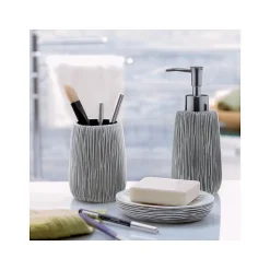 Distributeur de savon Polyrésine HOLLIS Gris Blanc Spirella