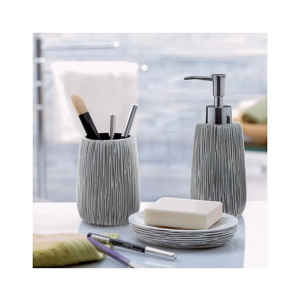 Distributeur de savon Polyrésine HOLLIS Gris Blanc Spirella