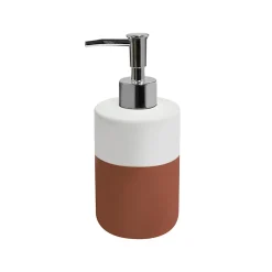 Distributeur de savon terracotta, blanc et chrome l.8 x H.18,3 x P.8 cm, GoodHome Koros