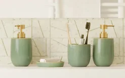 Distributeur de savon vert et doré l.9 x H.16,7 x P.9 cm, GoodHome Boann