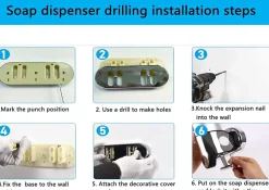 Distributeur Mural de Savon pour Les Mains,Savonnerie Commerciale, (Noir, 500ml)