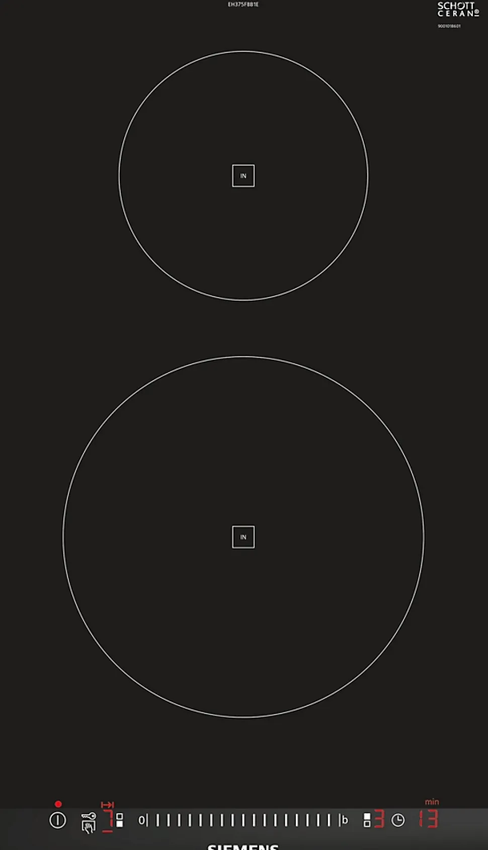 Domino induction 30cm 2 feux 3700w noir Siemens EH375FBB1E iq100