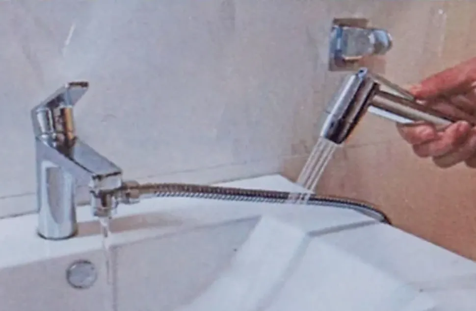 Douchette 2 jets chromée pour robinet de lavabo et évier, MTK Mouss-O Jet