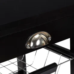 DRAGAN - Desserte à Roulettes Noire Multi-Rangement