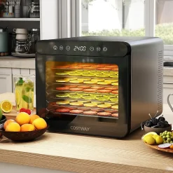 Déshydrateur Alimentaire, 7 Plateaux en Acier Inoxydable, Appareil de Séchage pour Viande, Légumes, Herbes, Fruits, 40x34x32cm