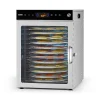 Déshydrateur alimentaire rotatif 12 plateaux inox 800W, température/minuterie réglables, pour viande/fruits.