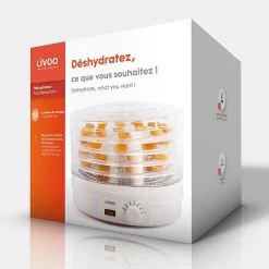Déshydrateur livoo DOM202 - Thermostat, 5 plateaux de dessication - Diamètre 33 cm