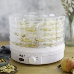 Déshydrateur livoo DOM202 - Thermostat, 5 plateaux de dessication - Diamètre 33 cm