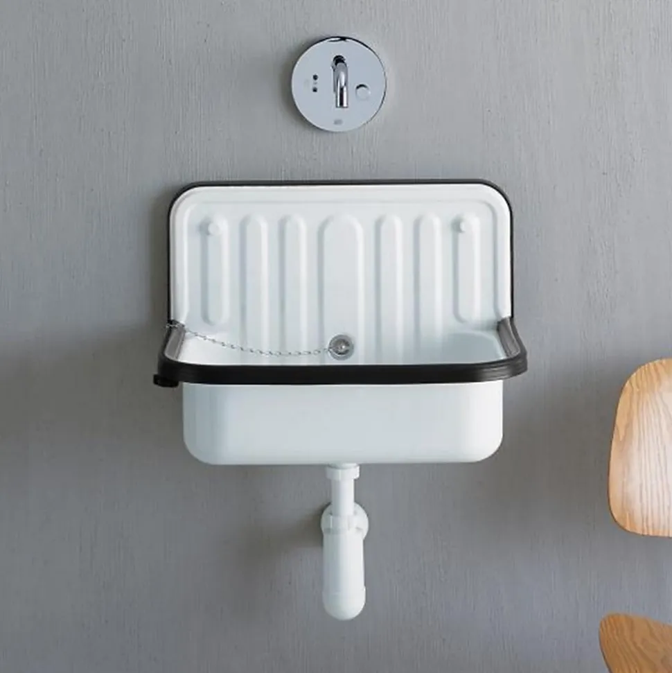 Déversoir mural avec trop plein - Couleur : BLANC avec bordure en plastique